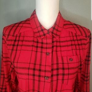 Christopher & Banks Red Plaid Button Down Shirt